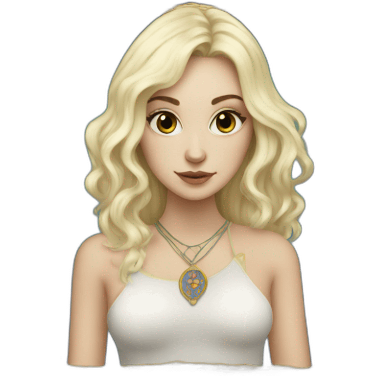 white blonde girl with tarot emoji