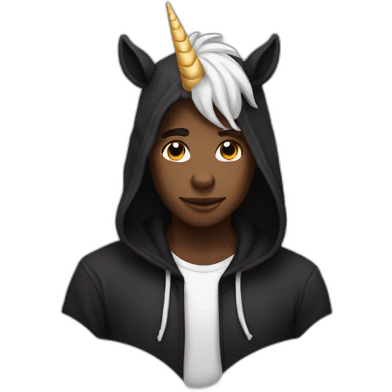 licorn in a black hoodie emoji