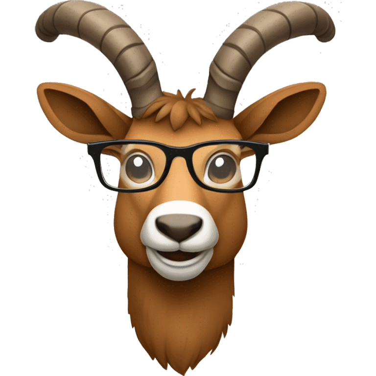 happy smart smiling brown chamois with horns with glasses right profile emoji