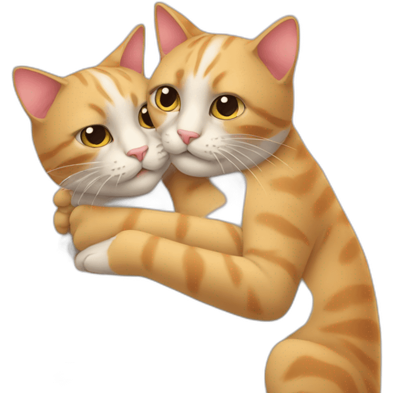 Two cats huging emoji