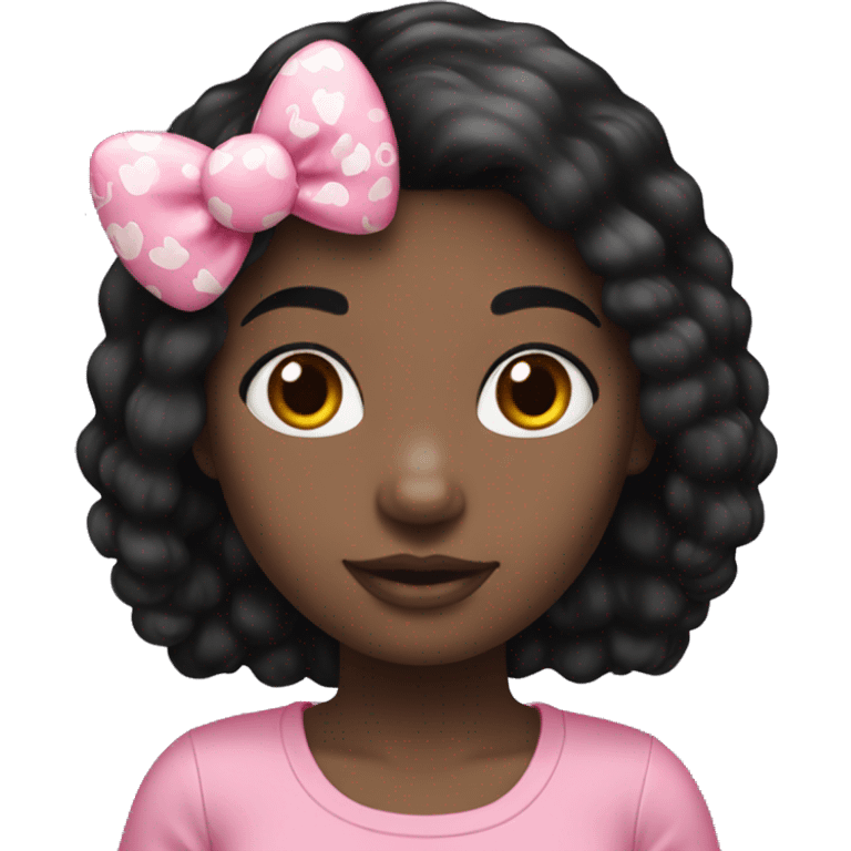 Black hair girl with a hello kitty emoji