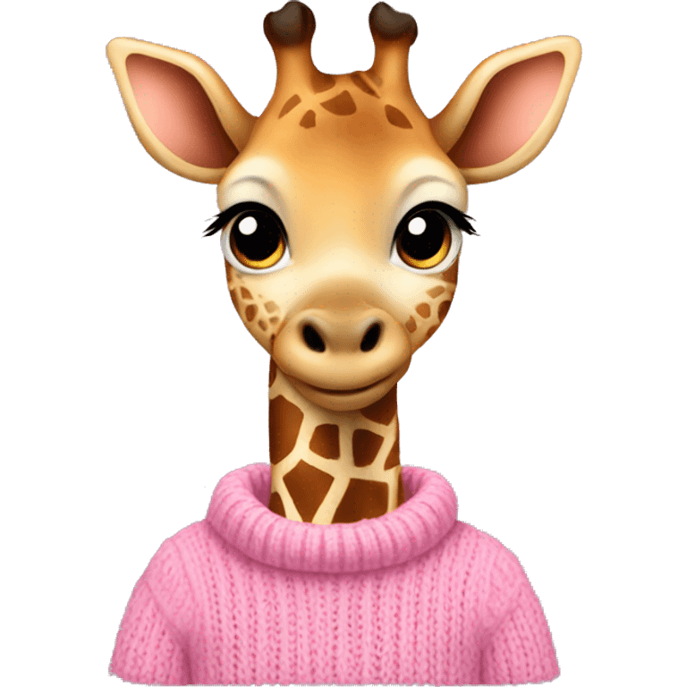 Baby giraffe wearing pink sweater  emoji