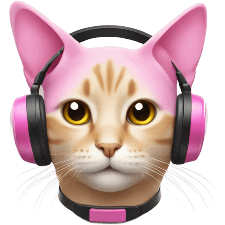 Cat wearing pink head phones  emoji