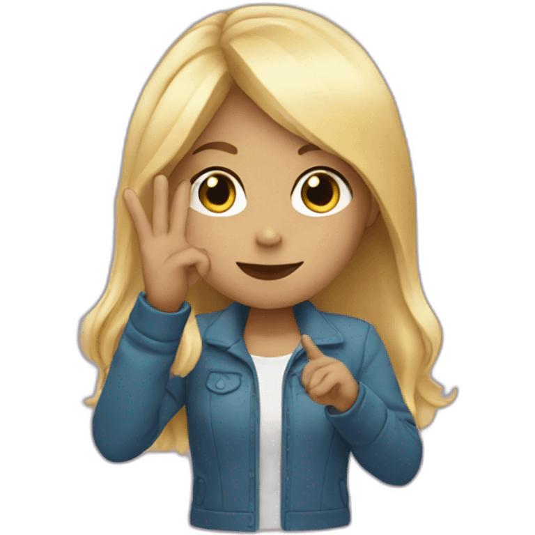 girl with blonde hair showing THREE fingers salute emoji