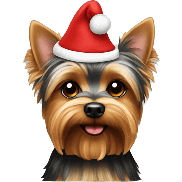 yorkie dog wearing Santa hat emoji