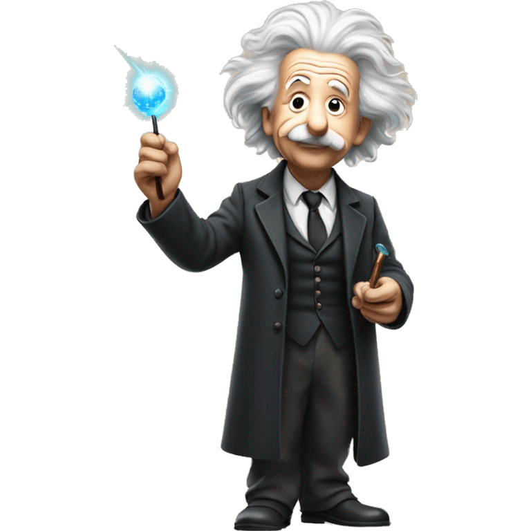 Albert Einstein holds a magic wand in his hand emoji