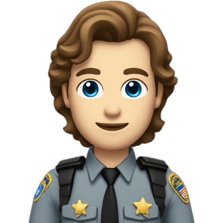 Deputy sheriff with Brown hair and blue eyes and shoulder radio emoji