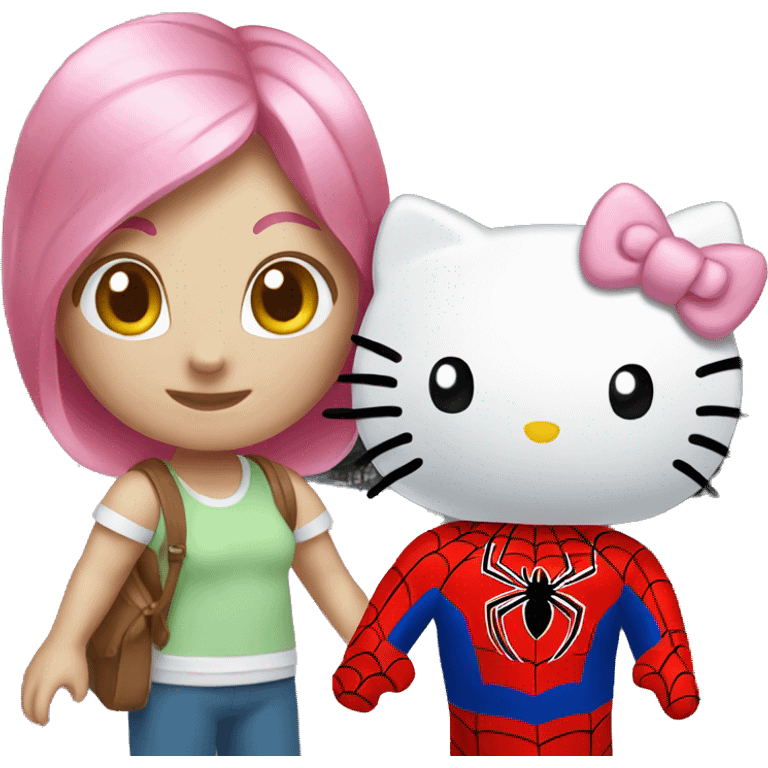 Hellokitty with spiderman emoji