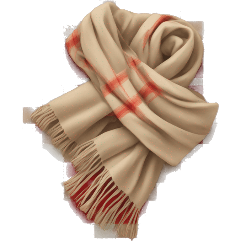 scarf in beige and red plaid emoji