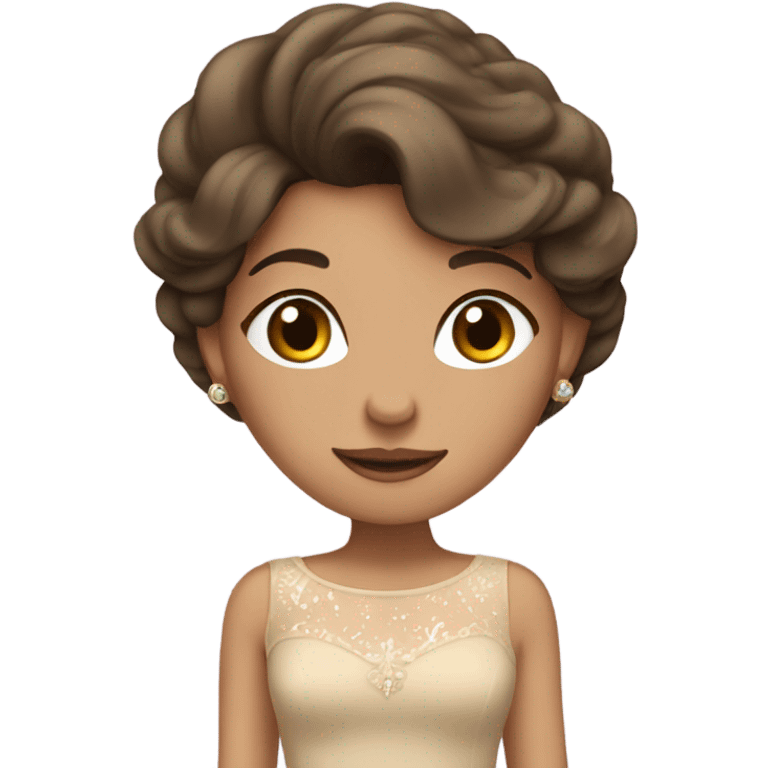 Brunette in a beige princess dress  emoji