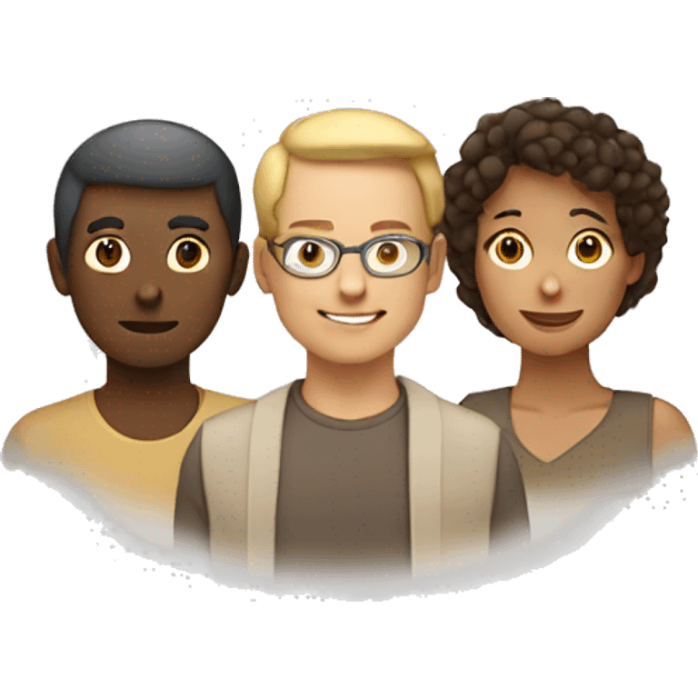 three to five people, different skin tone and look. let them be centered in a circle  emoji