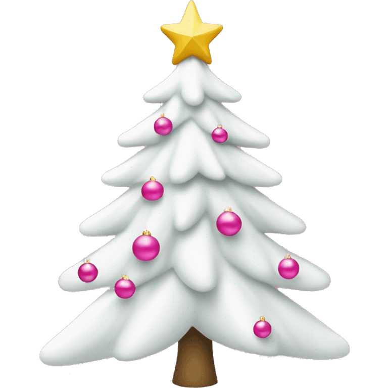 white christmas tree with link ornaments and a pink star emoji