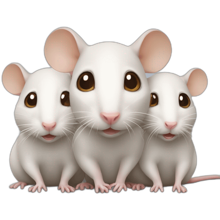 Three cute rats, one white, the other two brown emoji