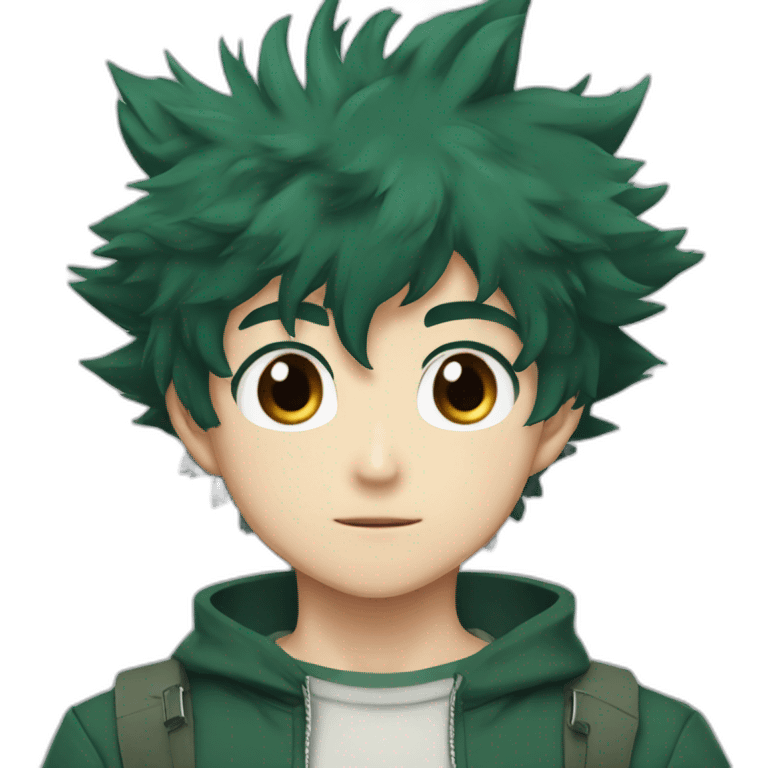 izuku midoriya with Dark Brown haire and Brown eye emoji