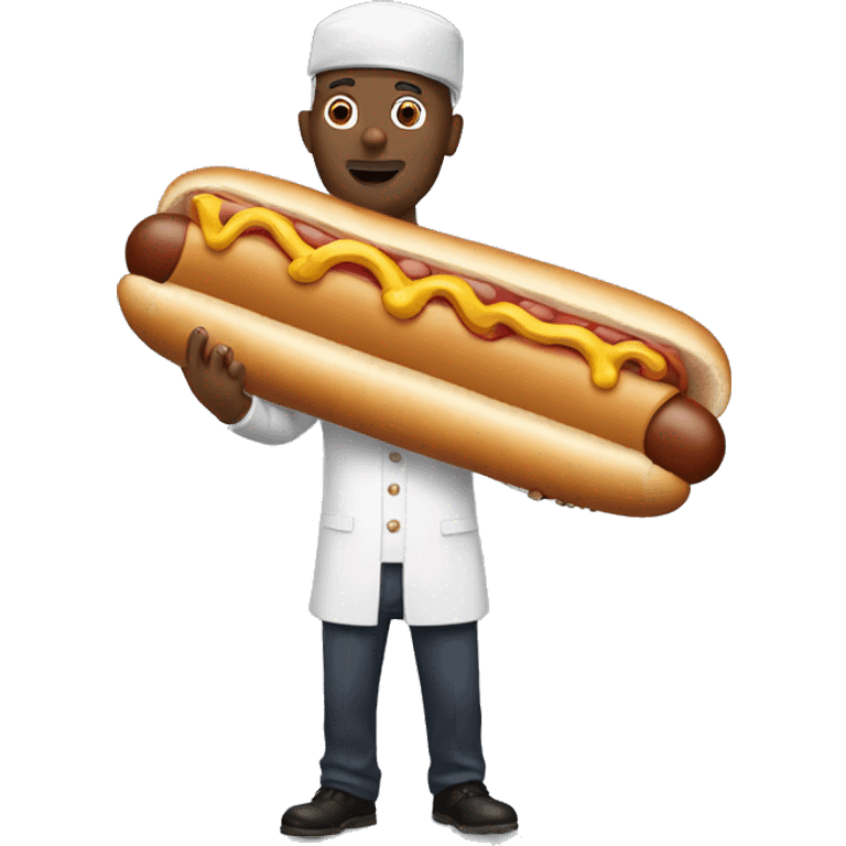 Man holding large hot dog emoji