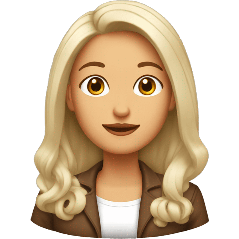 mujer blanca pelo marron a los hombos emoji