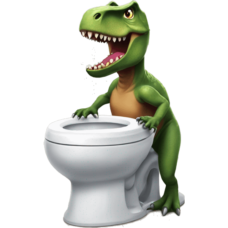 Trex struggling on toilet emoji