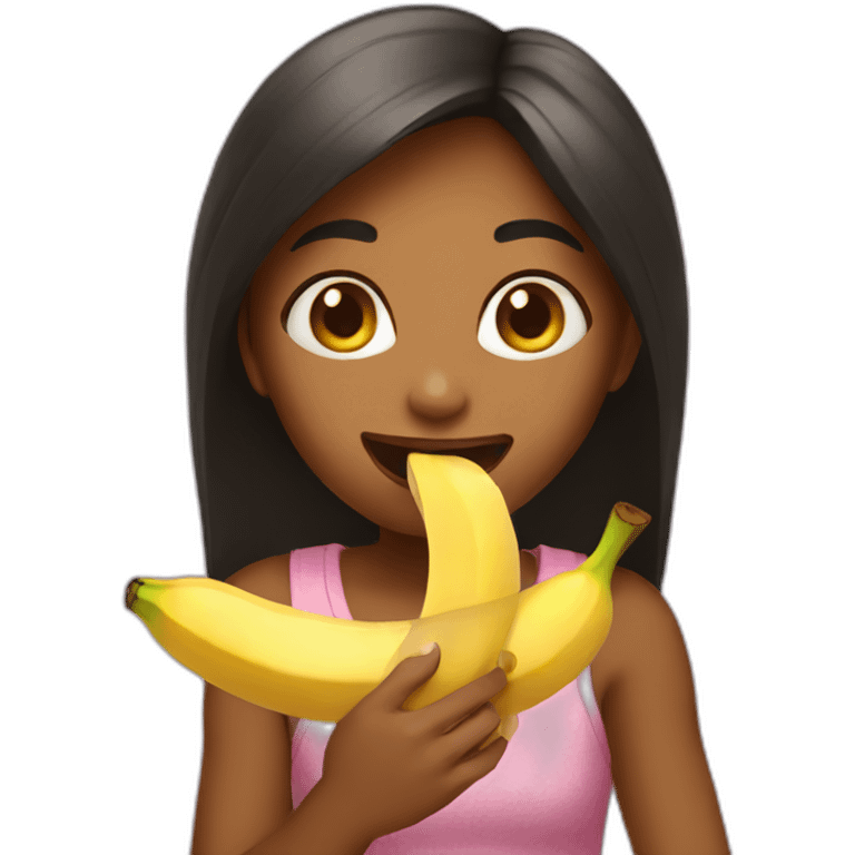 Girl eating banana whole emoji