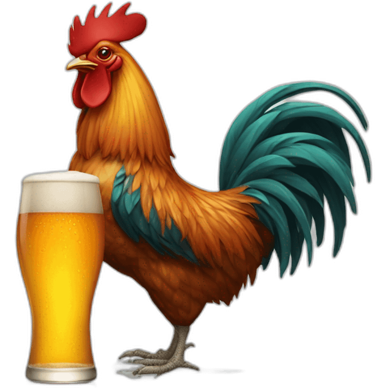 rooster with bootle of beer emoji