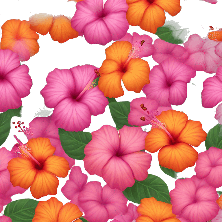 multicolored orange and pink hibiscus  emoji