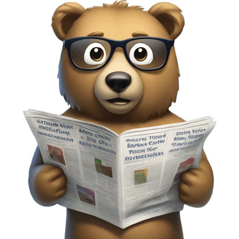 bear standing in swimming pool wearing glasses reading newspaper emoji