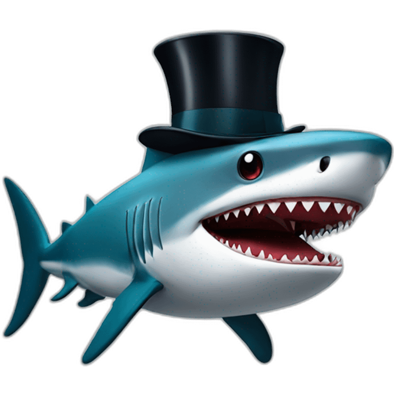 Shark with a top hat emoji