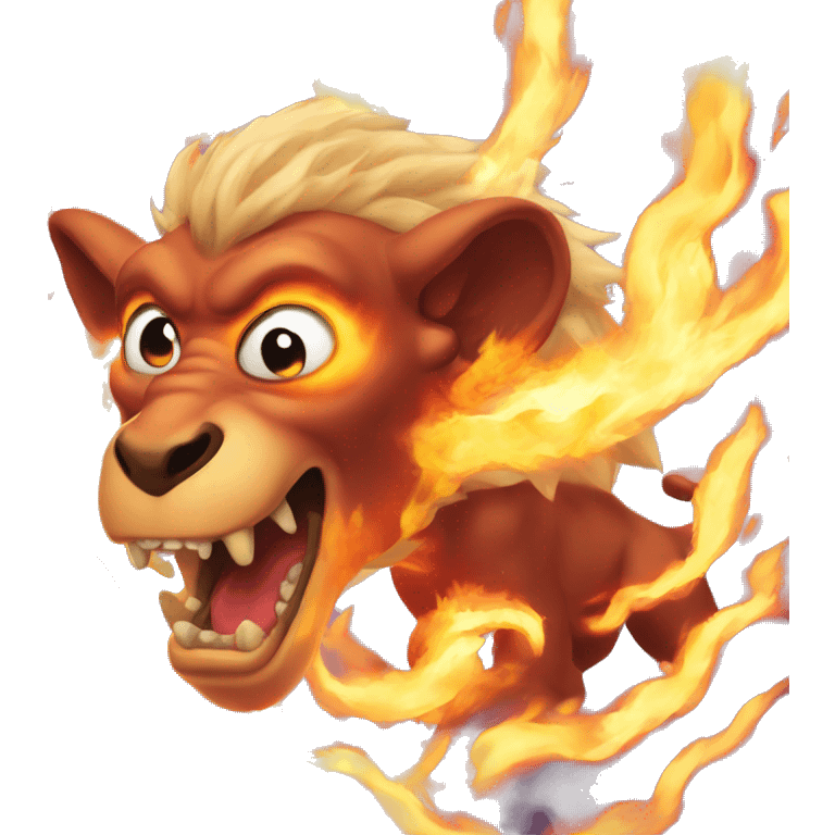 Chimera with a lot of fire around them emoji