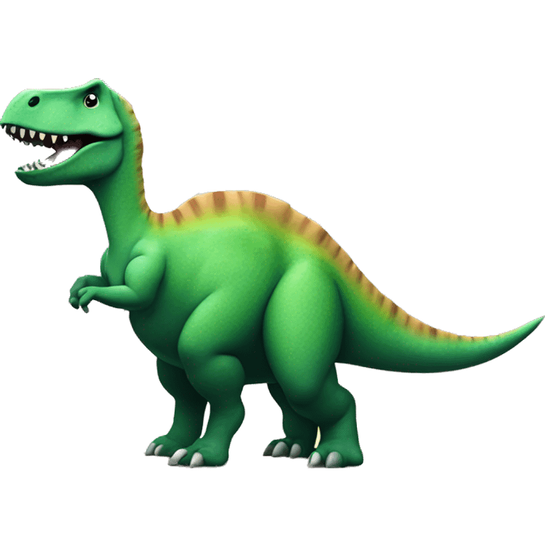 A dinosaur whose background is a colored cloud and there is grass on the ground and a mountain behind it emoji