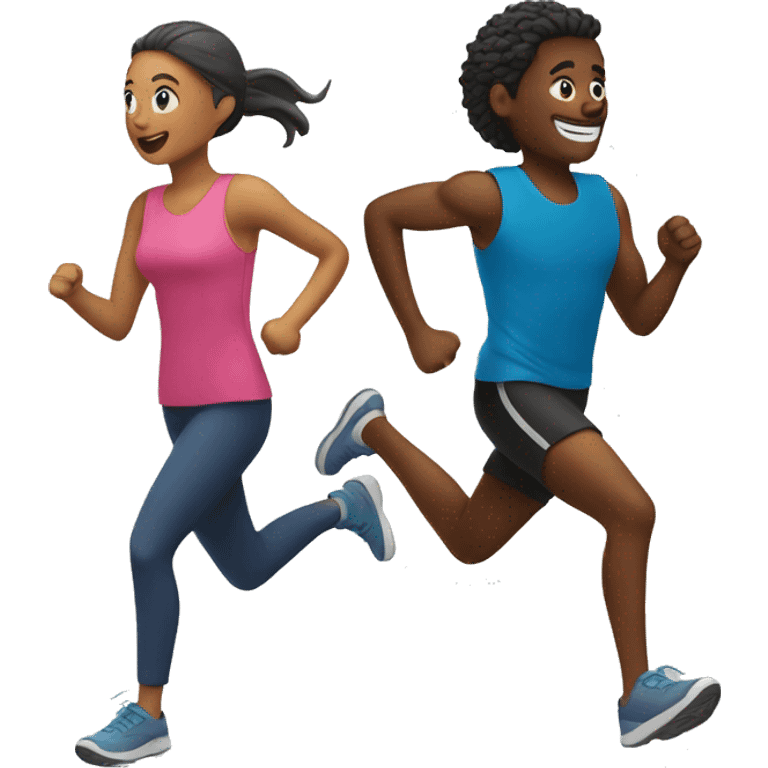 two people running together emoji