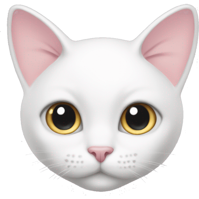 White cat face with light pink bows on ears emoji