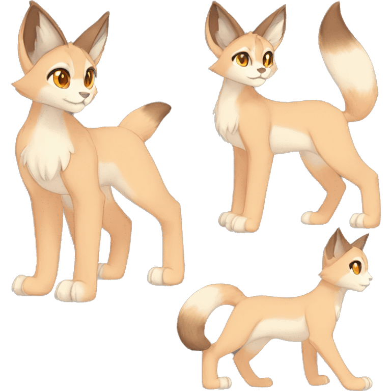 Anthro Beige-Orange-Brown Fur-Sona-Fakemon Lynx-Caracal Full Body emoji