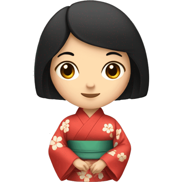 An asian girl with black hair wearing a kimono emoji