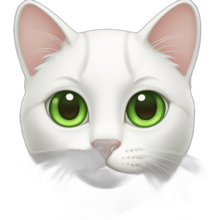 white scared cat with big green eyes emoji