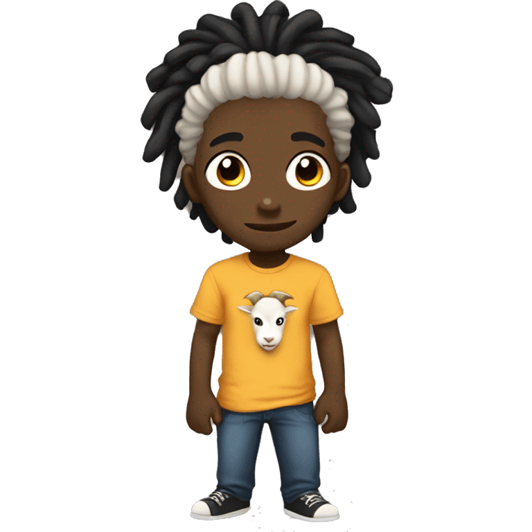 Black male in anime style with light skin. He has dreadlocks and a goat tee. Chibi emoji