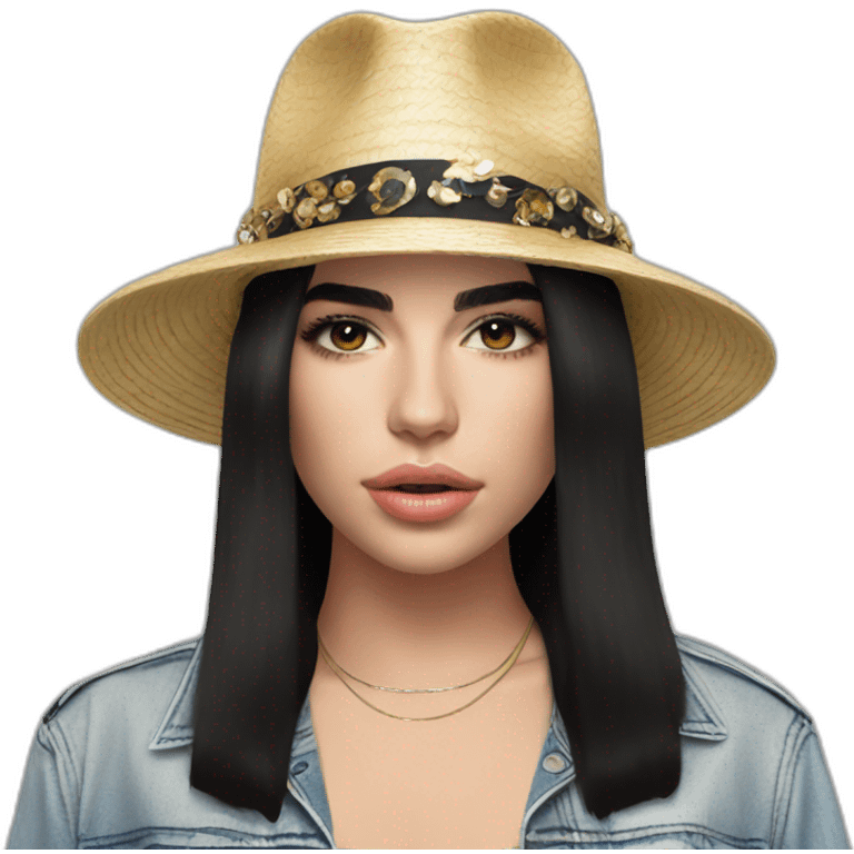 Dua Lipa with a hat emoji