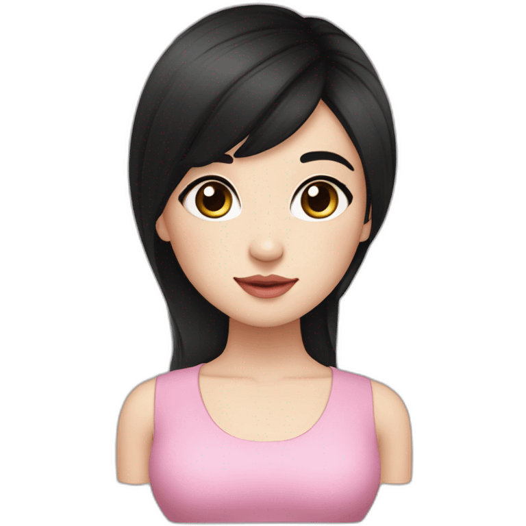 Beautiful young woman,Black hair,long hair,White skin,oval face,big eyes,Blackeyes,Pink lips,Chinese emoji