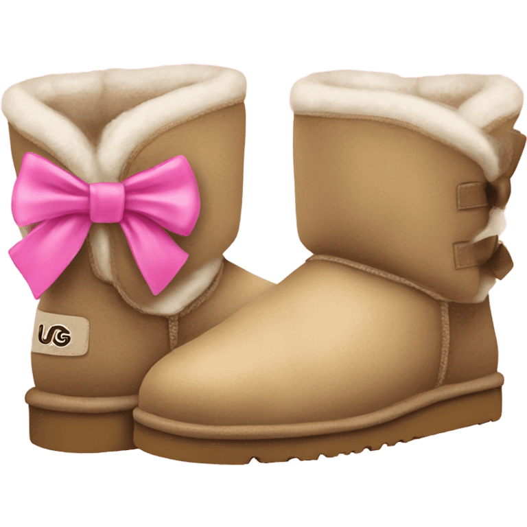 uggs with fur and a pink bow emoji