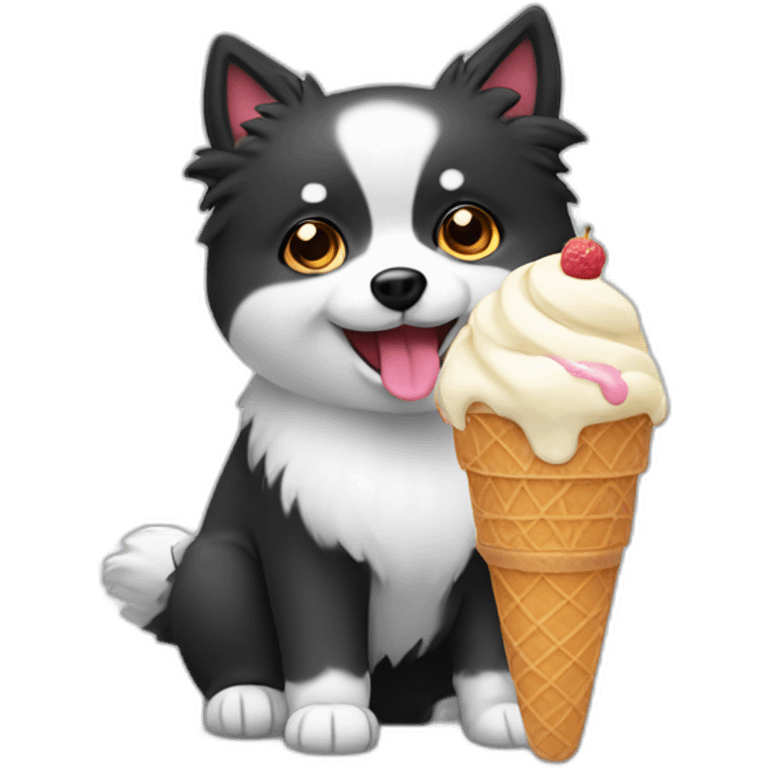 cute spitz eat ice cream emoji