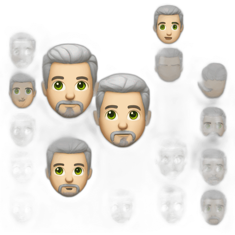 man grey hair green eyes goatee emoji