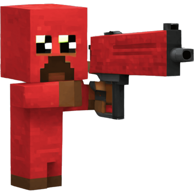 red minecraft wool holding a gun emoji