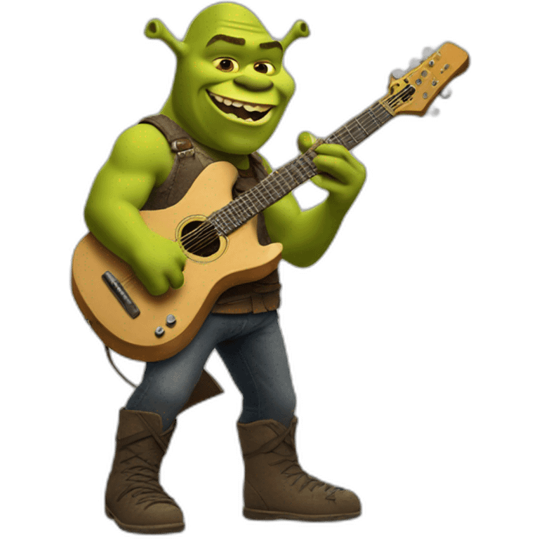 Shrek playing flying v guitar emoji