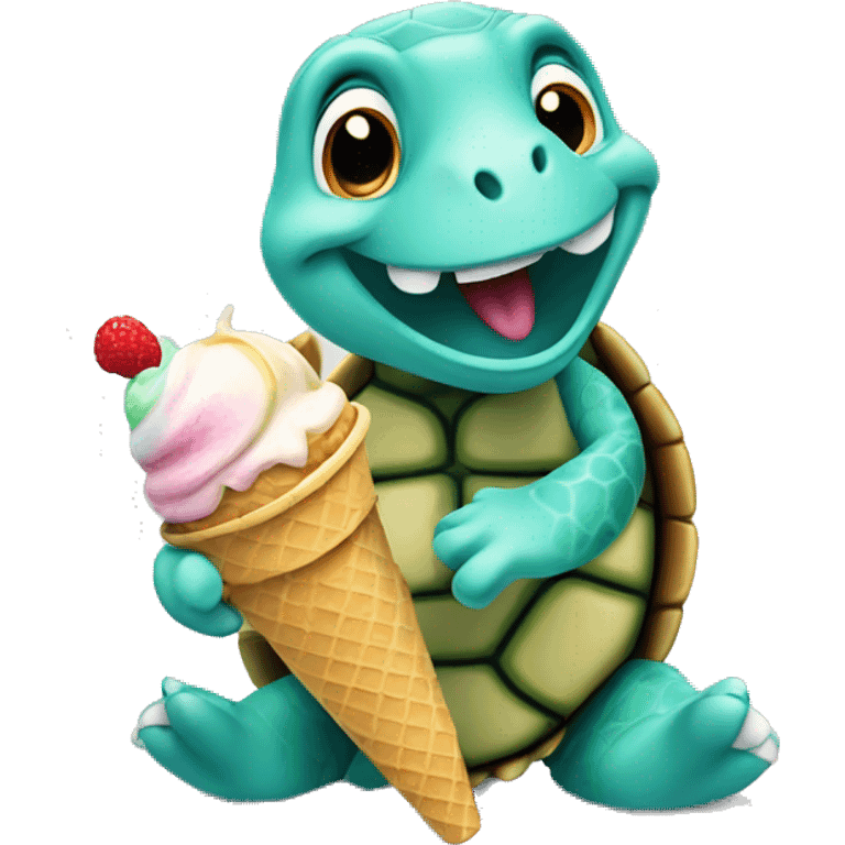 turtle eating ice cream emoji