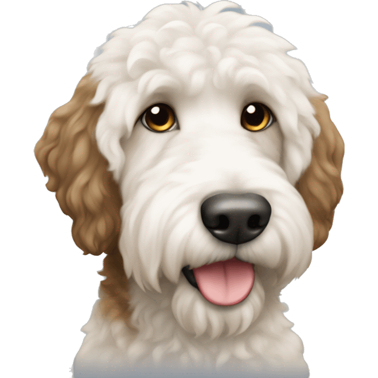 White and tan labradoodle tuxedo fur emoji