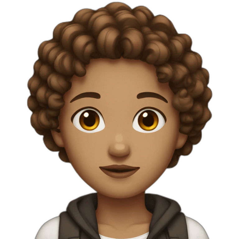 Girl brown hair curly black emoji