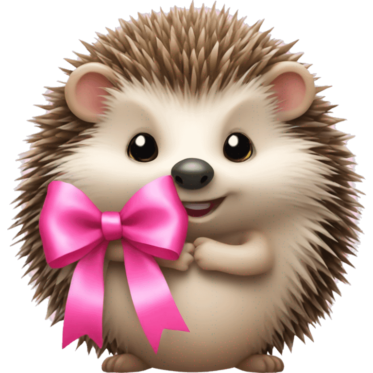 Hedgehog holding a pink bow emoji