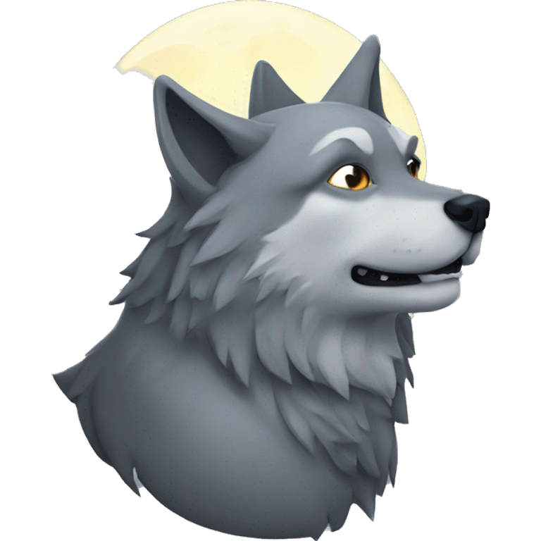 Moon with a wolf emoji