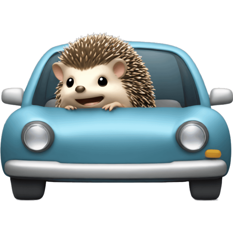 hedgehog driving a car emoji