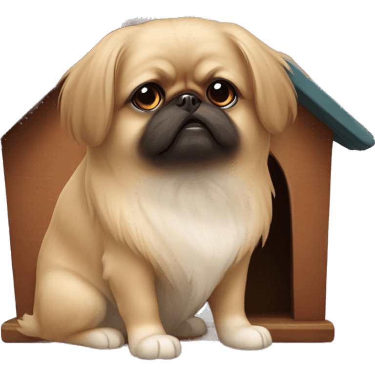 Pekinese in doghouse emoji