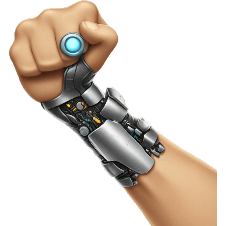 Flexing cyborg bicep and forearm with circuits and shocks emoji