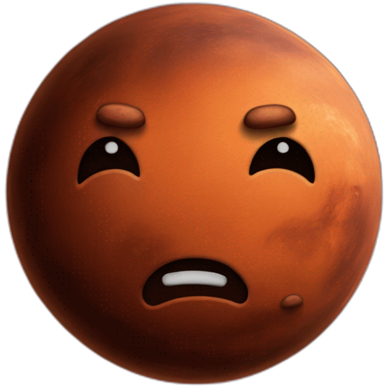 Planet Mars with a face emoji